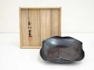 玉川堂造　銅撫角菓子器（共箱）
